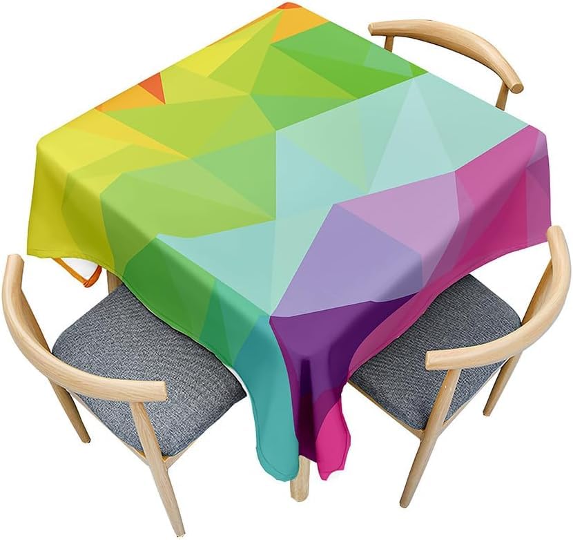 Tizhweqo Mantel Mesa Rectangular Patrón Geométrico, Manteles Antimanchas Colores del Arcoíris, 3D Impresión Mantel Impermeable Lavable para Cocina Salón Comedor, 140x300 cm Q.P1300