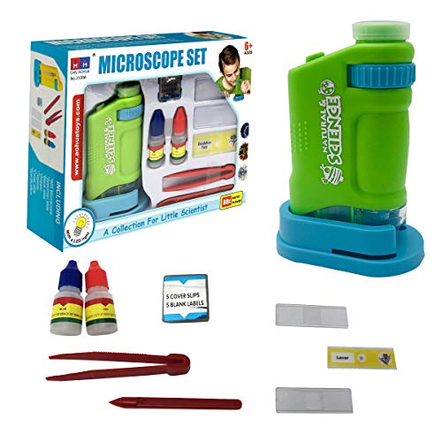 Microscope for Kids LED Lighted Microscope for Learning, Education and Exploring, Science Kit, Chemistry Set, Pocket Microscope |Handheld Microscope, A Science Experiment Kit for Ages 6+