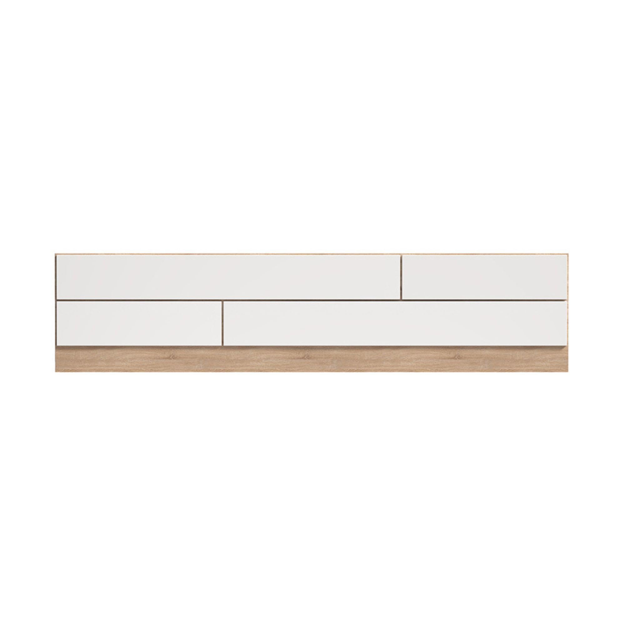 Meyvaser Ensemble tête de lit et 2 tables de chevet, chambre double, chambre complète, finition en cambria et blanc, 220 cm (largeur) x 50 cm (hauteur) x 35 cm (profondeur)