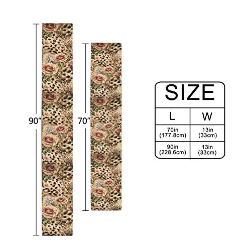 Table Runner Animal Tiger Leopard Print Rose Flower Durable Luxury Dresser Scarf Tabletop Cloth For Wedding Dining Table Holiday Party Kitchen Home Decoration 13X70In #TOP2