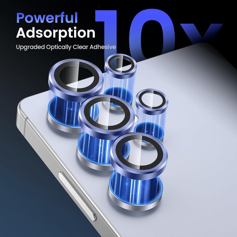Image of Skinomi Camera Lens Protector Compatible with Samsung Galaxy S24 ultra 5G [Anti-Scratch] Premium Tempered Glass Film Aluminum Alloy Lens Ring Cover- Titanium Blue