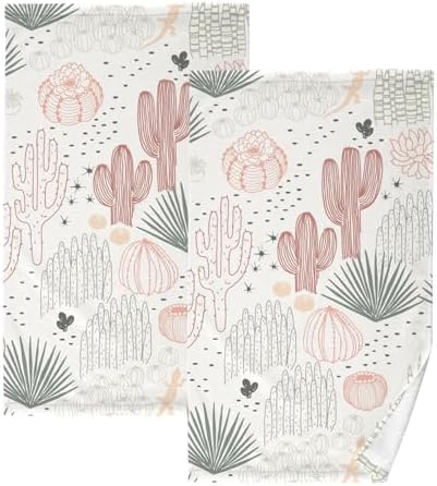 susiyo Hand Towels Set of 2 Mexican Cacti Succulents Cotton Bathroom Hand Towels Super Soft Highly Absorbent Fingertip Towels Decorative Towel for Bathroom Kitchen Yoga Gym Spa 28x16 Inch