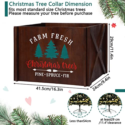 Spiareal Christmas Tree Collar Wooden Skirt Large Box Rustic Stand Cover Base For Ificial Trees Xmas Decor (Brown, 16.5 X 11.4 Inch) #TOP1