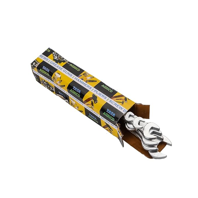 Buy TATA AGRICO Chrome Vanadium Steel Open Jaw Spanner Set/Wrench Set/Tool Kit Multipurpose Home Use and Professional Spanners Corrosion Resistant Chrome Plating DOE Jaw Spanners- (Silver Set of 8) at Rs. 357