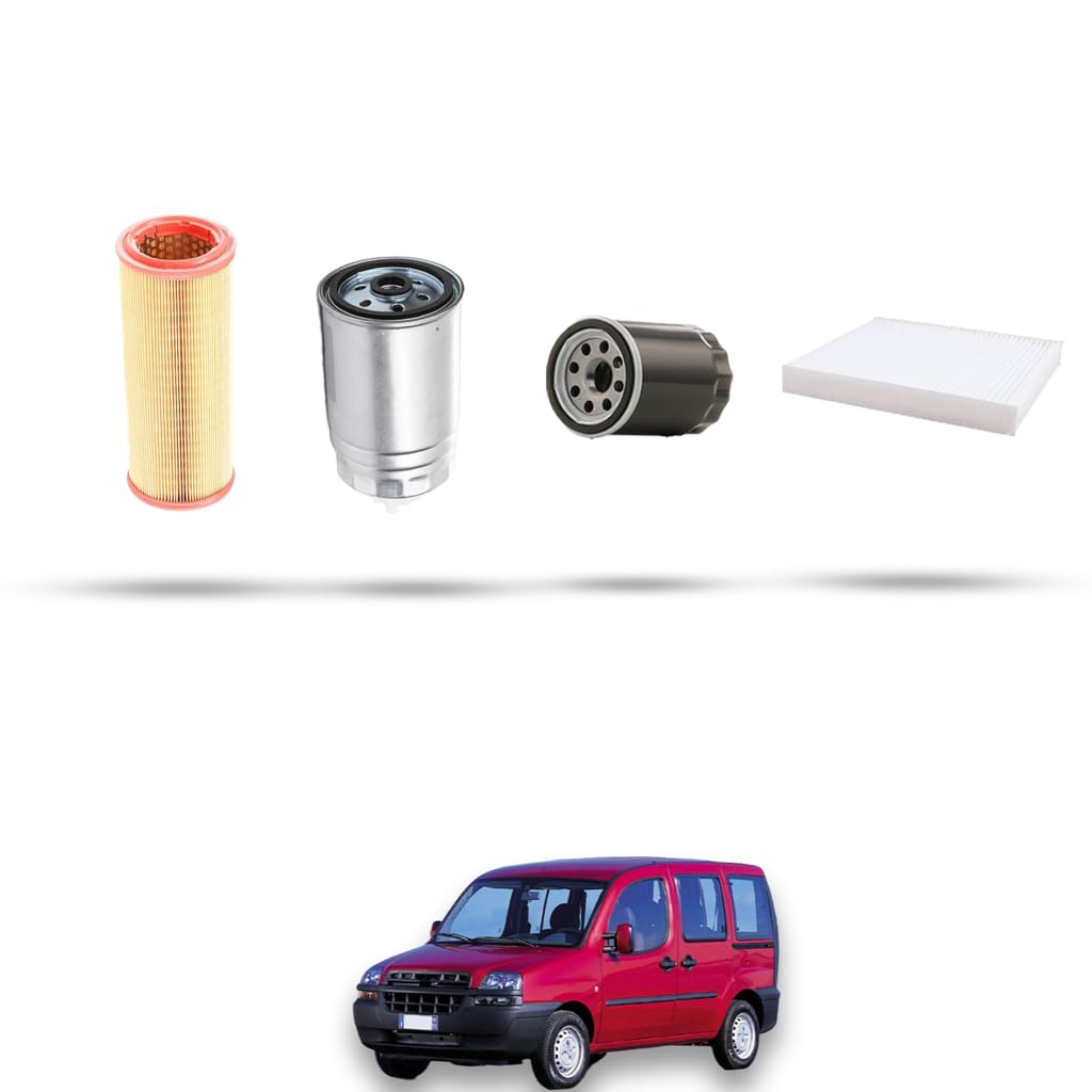 Kit tagliando 4 filtri compatibile con Fiat Doblo 1.9 JTD 74kw 2001