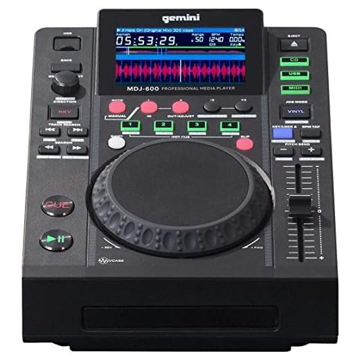 Gemini Sound MDJ-600 Professional Audio DJ CD/CDR Media Player with 4.3" Inch Full Color Display Screen, 5" Jog Wheel and Programmable Hot Cues MIDI Controller Mixer Turntable