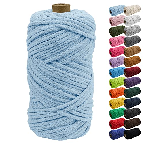 Uiopa Macrame Cord 5mm x 90m, Thick Macrame Rope 8-Strand Braided Cotton Rope