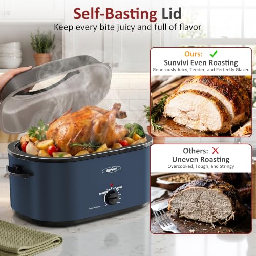 Image of Sunvivi 30QT Roaster Oven for Large Whole Turkey, Countertop Roaster Cooker