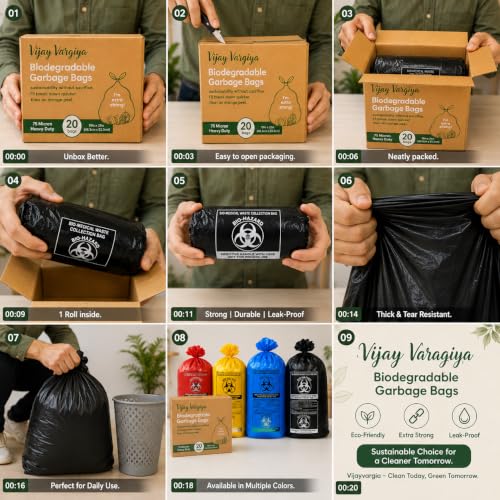 Image of Heavy Duty Biohazard /BioMedical Waste Bag | 75 Micron Hygiene Bio Waste Bag | Printed Garbage Bags, Leak-Proof, Medical Grade (20 Count (Red), 19 x 21 Inch)