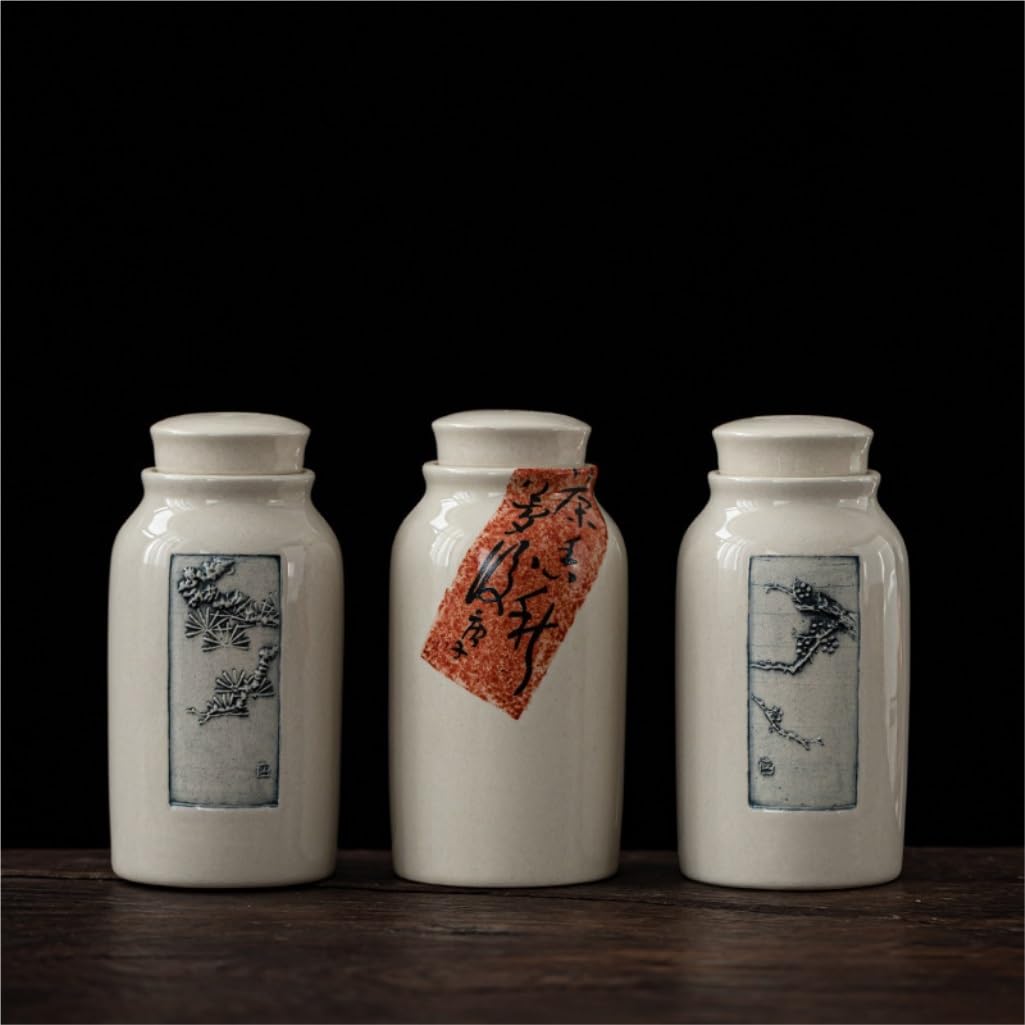 Pojemnik ceramiczny na herbatę, mały, szczelny zbiornik do przechowywania herbaty, pojemnik na herbatę, zestaw do herbaty, pojedynczy zbiornik do przechowywania herbaty (C)