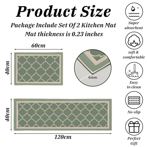 2 Pcs Kitchen Rugs and Mats, Anti Fatigue Kitchen Rug Sets,Comfort Floor Mats Washable Non Slip Kitchen Rug Runner for Office Sink Laundry (Geometry C, 43x150cm+43x75cm) - Image 3