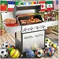 Veralune 4 Burner Gas Grill with Infrared Side Burner, Side Shelves, Wheels