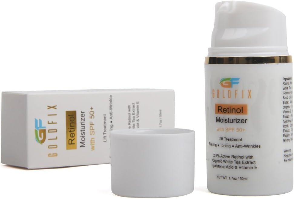 2.5% Retinol Moisturizer with SPF 50+ with Hyaluronic Acid, Vitamin B5, Shea Butter - Best All in One Cream And Sun Protection to Help Reduces Appearance of Fine Lines and Crow's Feet