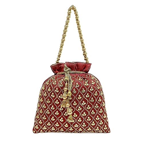 Image of Aheli Potli Purses Gift for Women Handmade Evening Handbag Stylish Bridal Fashion Wristlet