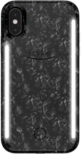 LuMee Duo Phone Case, Pearl Black | Front & Back LED Lighting, Variable Dimmer | Shock Absorption, Bumper Case, Selfie Phone Case | iPhone X/iPhone Xs