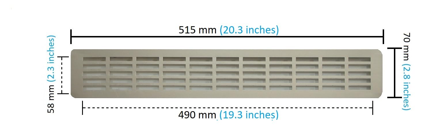 DEMLOU, Aluminium Air Vent Grille, Kitchen Worktop Plinth Heat Vent, Slim Skirting Vent Cover for Cabinet Drawer or Cupboard - Image 2