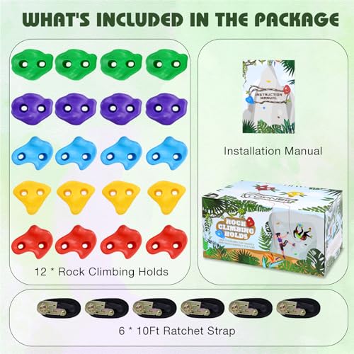 image for TOPNEW 20 Ninja Tree Climbing Holds for Kids Climber, Adult Climbing R