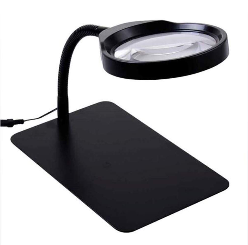 Lente d'Ingrandimento, Lente d'Ingrandimento illuminata a 36 LED con Supporto, Lente d'Ingrandimento a LED 3X 5X 8X 10X con Mano, Lampada da scrivania con Lente d'Ingrandimento per
