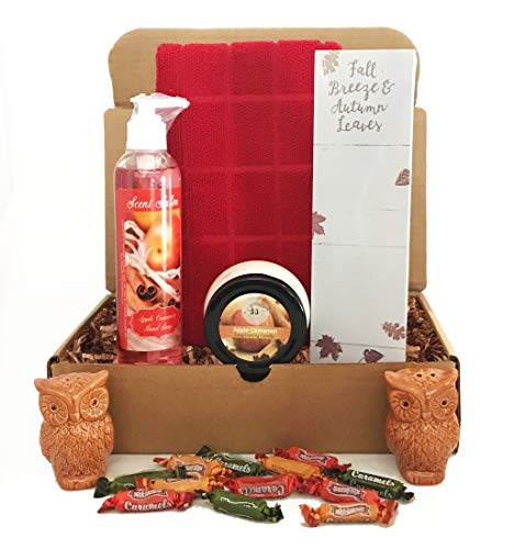 Fall Scented Candle And Fall Soap Sets - Apple Cinnamon Or Pumpkin Spice Latte - Fall Gift Basket - Perfect Gift For Teachers, Hostess, Housewarming Gifts, Care Packages (Apple Cinnamon)