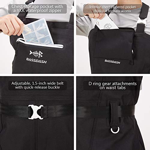 Bassdash 3D Boot Voet Game Wader Ultra Hoge Sterkte Zwarte Plaid Nylon PVC Vissen Jacht Borst Steltlopers voor Mannen - Image 7