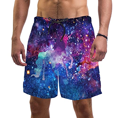 Short de bain homme licorne galaxie idéal pour vos pool parties
