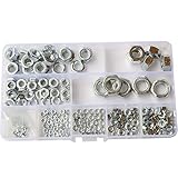 Hex Nuts Metric Thread Hexagon Coarse Nut Standard Fastener Hardware Silver Tone Assortment Kit Set...