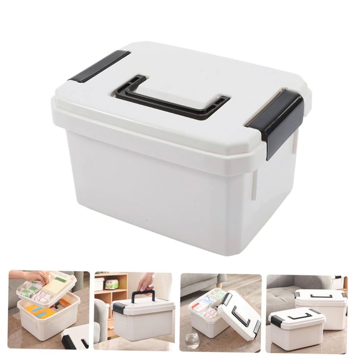 1pezzi Scatola Portatile Per Medicinali Capacità Con Maniglia Organizer Multiuso Per Casa e Ufficio Robusta e Durevole Perfetta Per Pronto Soccorso e Stoccaggio Medicinali