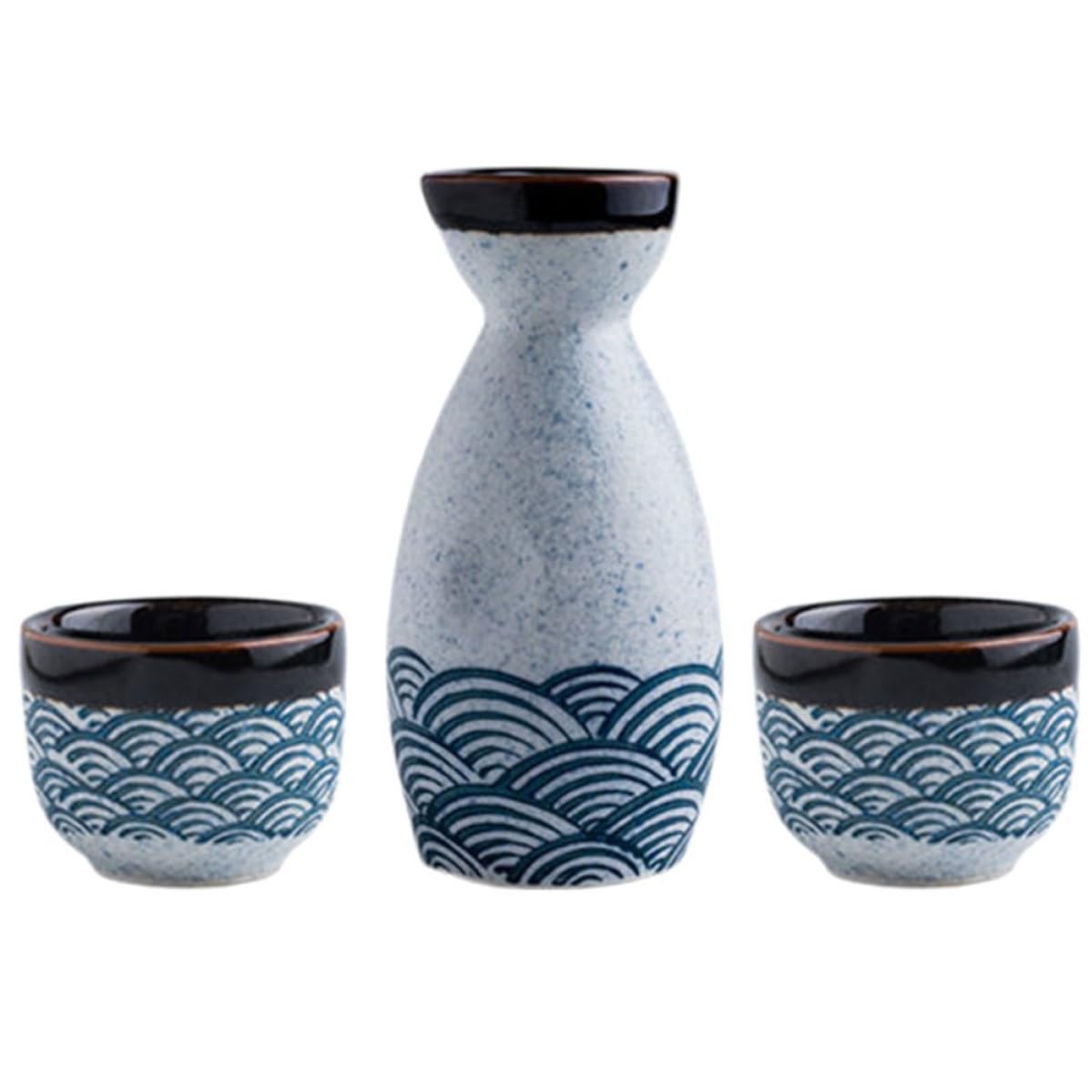 Juego de sake tradicional japonés DRESSOOS: tazas y olla de cerámica para decoración