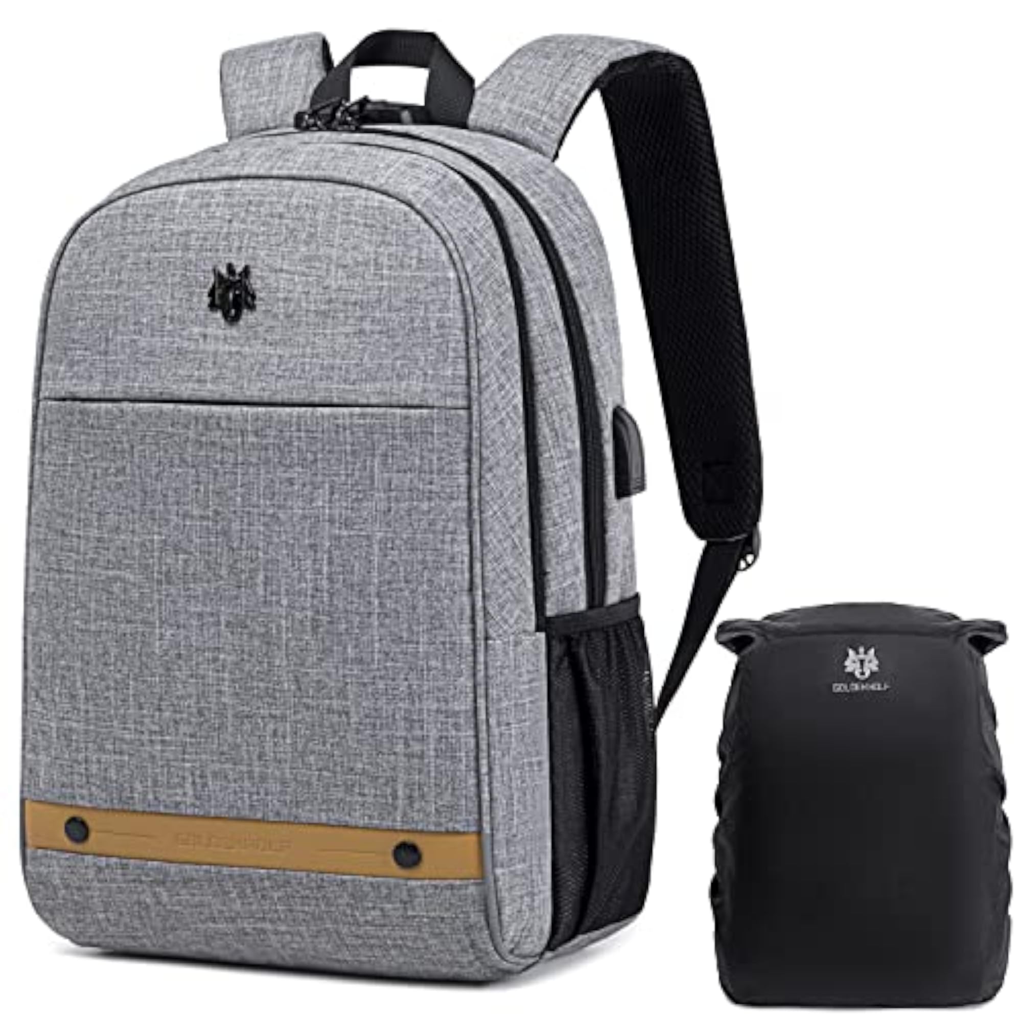 Golden Wolf Laptop Backpack with Lock Waterproof