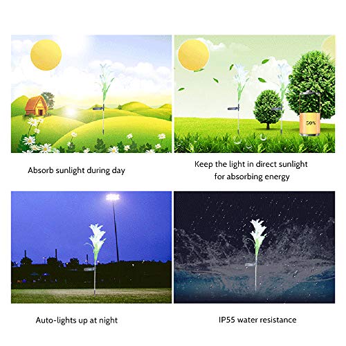 Ajcoflt LEDs flor movidos a energia solar Luz RGB Gramado Lâmpada IP55 Resistência à água Built-in 3
