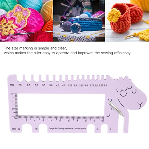 Stitch Counter for Crochet Uk Plastic 14x7.6cm Crochet Needle Ruler Gauge Sewing Gauge Fade-Free Scale & Sheep Design with Engraved Chart Measuring Tool for Home Craft Use - Image 2