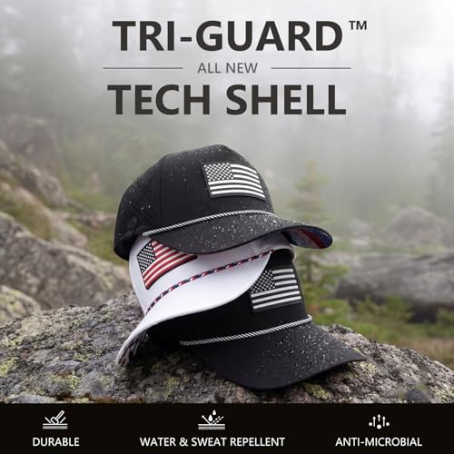 Image of TOP-EX Men's Cooling Golf Hat, Big Heads Tactical USA Flag Waterproof Cap | Tactical American Flag Hat, XXL Large Size, Water & Stain Resistant, UPF50+ UV Protection, Laser Perforated Cooling Sweatband