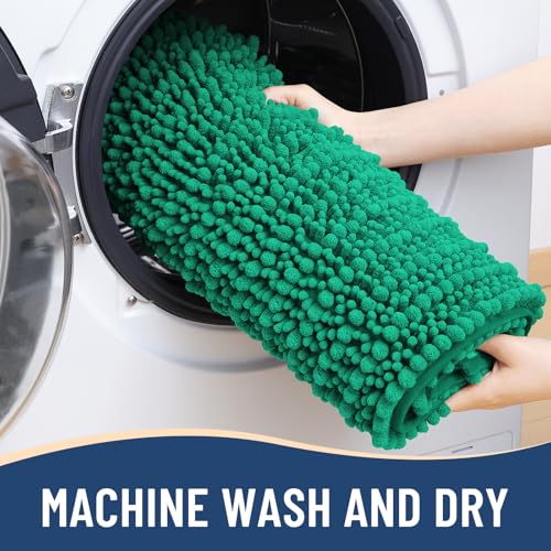 Image of Arotive Luxury Small Bathroom Rugs 24x16, Extra Soft Thick Absorbent Shaggy Chenille Bath Rugs, Machine Wash Dry, Bath Mats for Bathroom Floor, Tub and Shower, Home Decor Accessories, Emerald