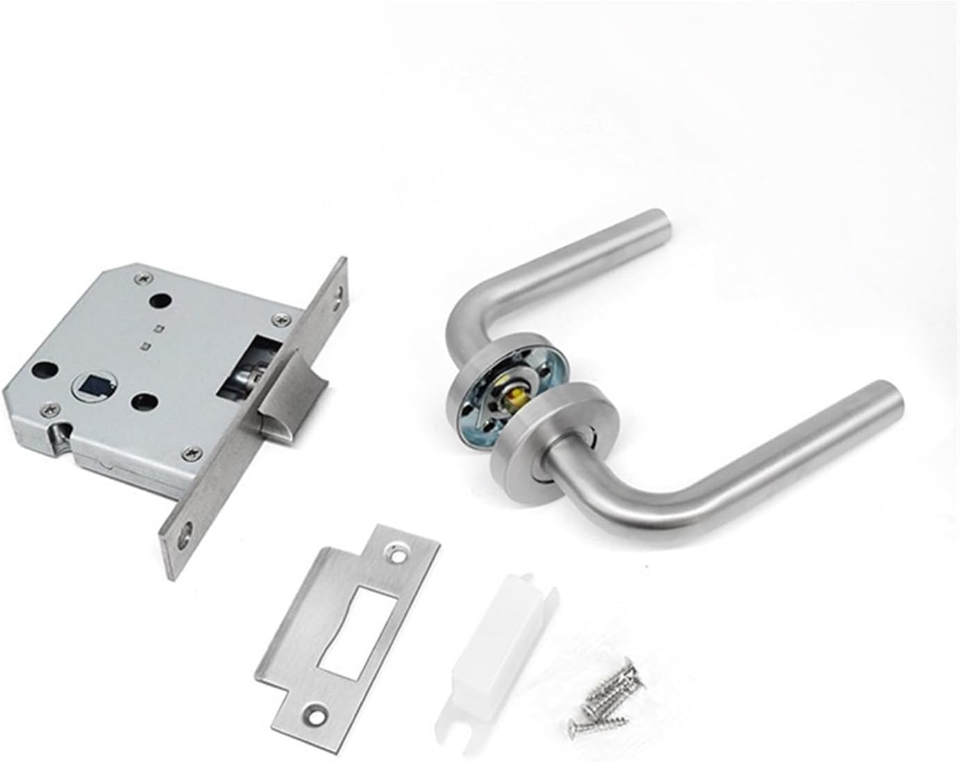 Single Inclined Tongue Fireproof Aisle Lock Channel Lock Body Stainless Steel Single Curved Handle Lock Fireproof Door Type Accessories