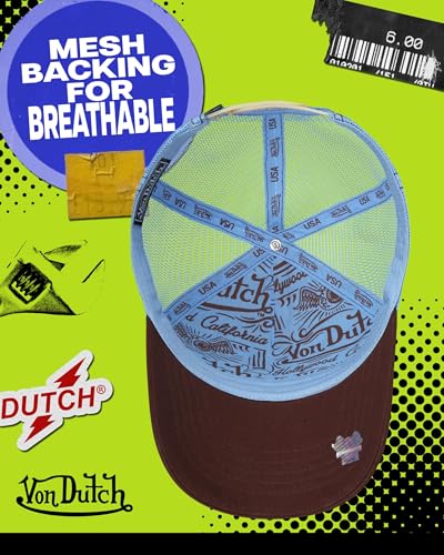 Image of Von Dutch Womens and Mens Trucker Hat - Mesh Back Curved Brim Americana Hats for Men and Women with Snap Back Closure