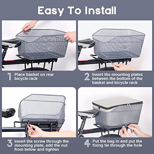 Lixada Rear Bike Basket Large Capacity Rear Bicycle Cargo Rack Mount Metal Wire Bike Storage Basket With Waterproof Rainproof Cover Black… #TOP4
