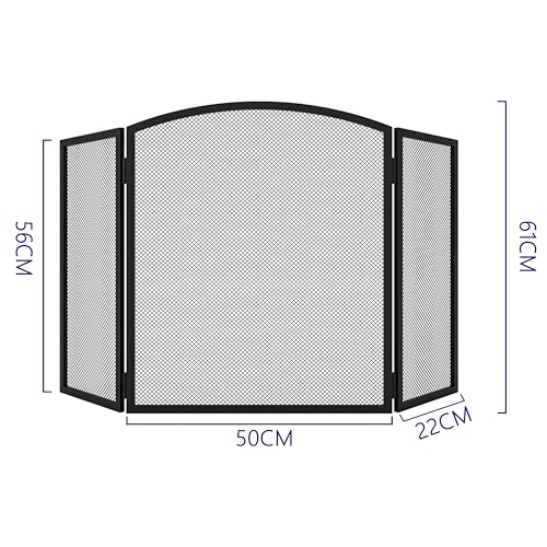 Kingson Schwarzes Kaminschutzgitter – 96,5 x 61 cm Sicherheits-Feuerschutz für Holzbrenner, Holzofen und offenes Feuer, Baby-Sicherheitskaminschutz