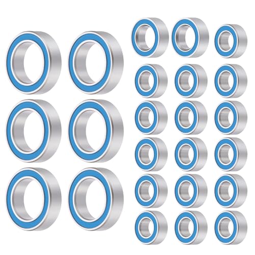 BRKRC 24pcs Steel Rubber Sealed Bearings Kit for FMS FCX24 Power Wagon Chevy K5 Smasher 1/24 RC Crawler Upgrade