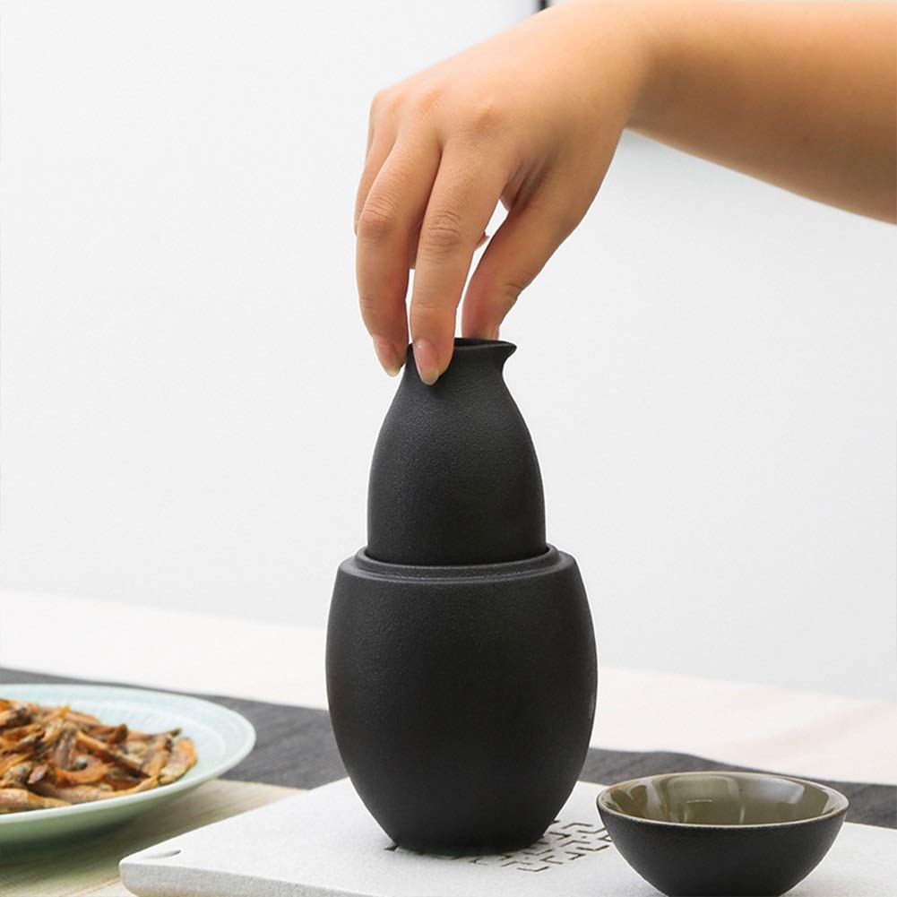 Set di 3 Pezzi per sakè in Stile Tradizionale retrò in Porcellana Artigianale, Set di Bicchieri da Vino per Servizio di sakè Caldo/Freddo, Ideale per sakè