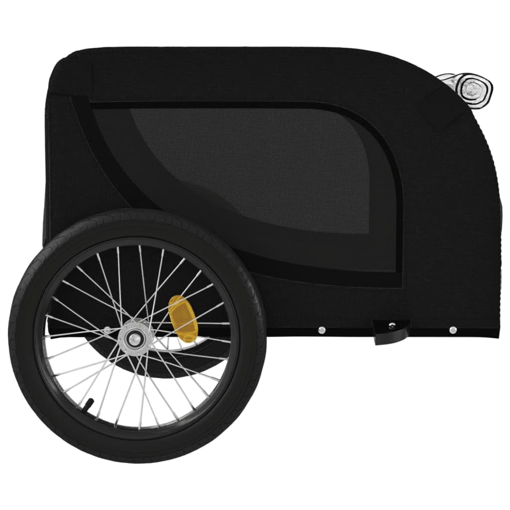 Fahrradanhänger Hunde Schwarz aus Oxford Gewebe und Eisen mit PVC Fenster, Netzfenster, Reißverschluss und Reflektoren, klappbar, 45 kg Tragkraft für Spaziergang und Outdoor Transport