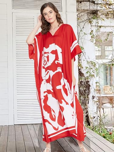 Oussum Kimono Maxi Dress Floral Long Kaftan Plus Size Caftan Gown2