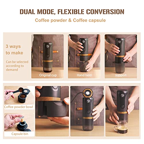 Taskitery Portable Espresso Maker,12V Travel Coffee Machine,9 Bar Pressure Compatible With Ns Capsule & Ground Coffee For Office Travel Camping Driving #TOP5