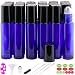 Glass Roller Bottles, 24 Packs 10 ml Cobalt Blue Essential Oil Roll On Ball Bottles with Big Stainless Steel Roller Balls +(24 Labels, 3 Droppers, 1 Funnel, 1 Extra Roller Balls, 1 Bottle Opener)