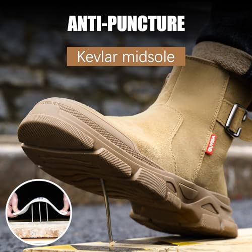 Image of GLANOUDUN Welding Work Boots for Men Slip on Steel Toe Shoes for Men Indestructible Steel Toe Boots Welder Men's Working Shoes Fireproof Safety Footwear for Construction Men's Work & Safety Footwear