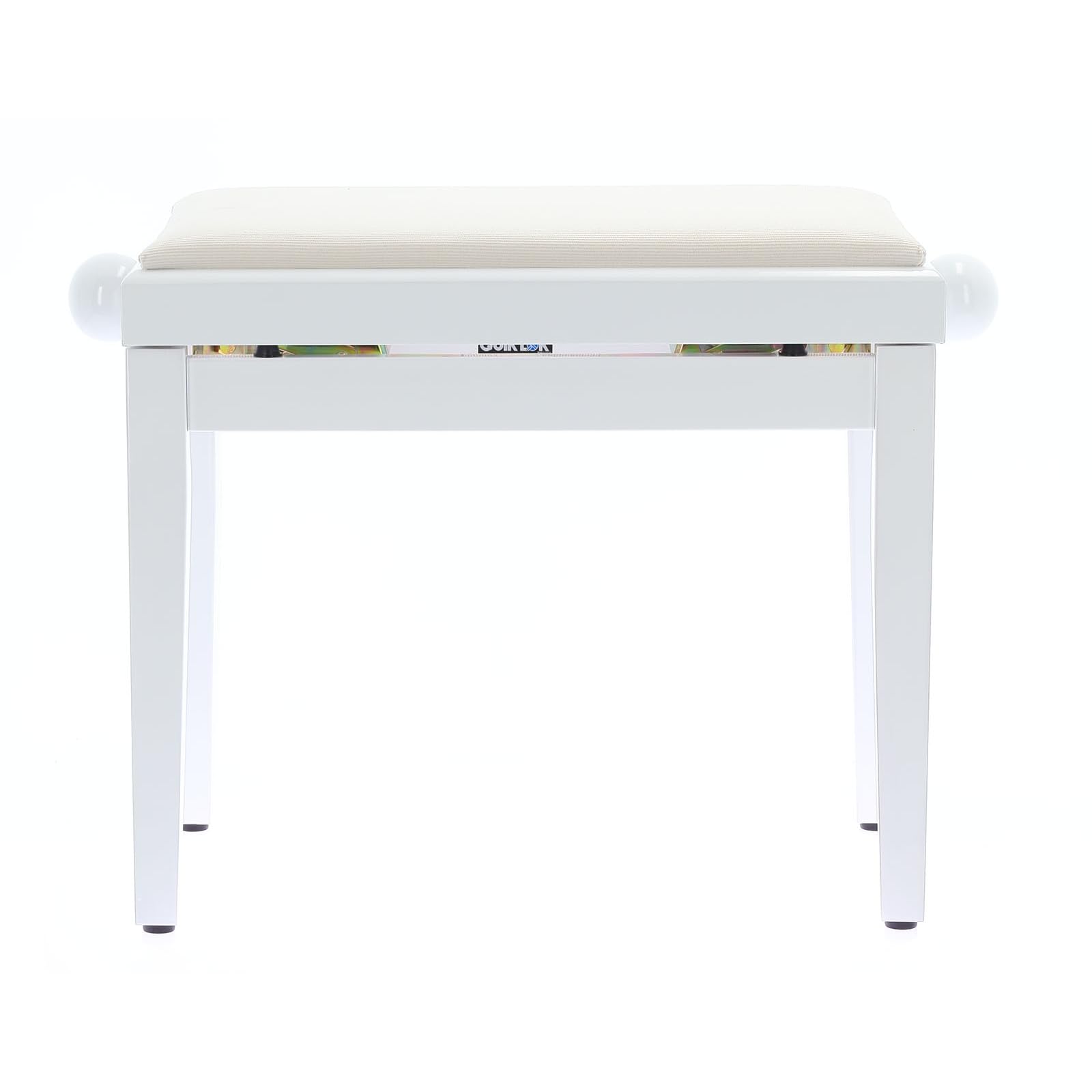 QUIK LOK - PB/010 WH L Panca in Legno Bianco Lucido per Pianoforte con Seduta Imbottita in Velluto, Regolabile 48–57 cm, Carico Massimo 100 kg