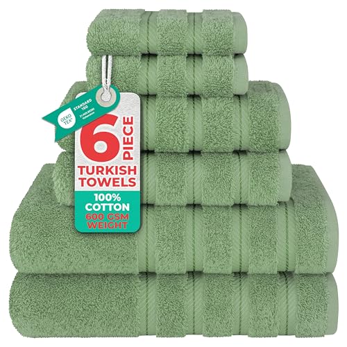 Image of American Soft Linen 100% Cotton Luxury Turkish Towels, 6 Piece Towel Set | Soft Absorbent Quick Dry OEKO Tex Standard 100 Certificated Durable Machine Washable Premium Hotel Quality