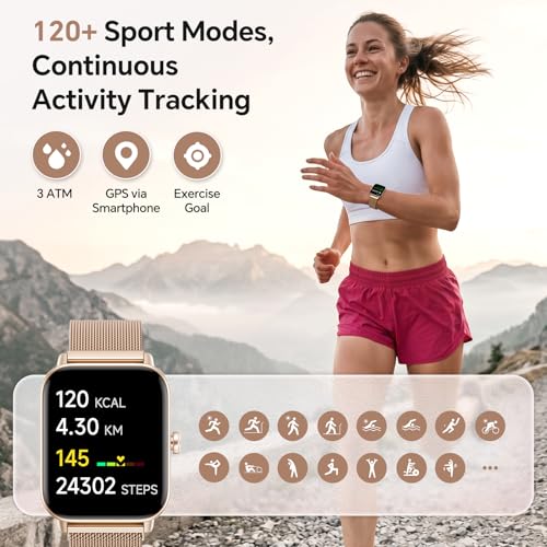 Image of Smart Watches for Women, 1.85 inch HD Alexa Built-in Smart Watch for Android Phones & iPhones, Health Tracker with Heart Rate /Blood Oxygen /Sleep Monitor, 120+ Sport Modes Fitness Trackers for Women, Gift