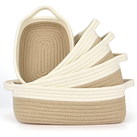 Strixorn Woven Cotton Rope Storage Baskets Cover