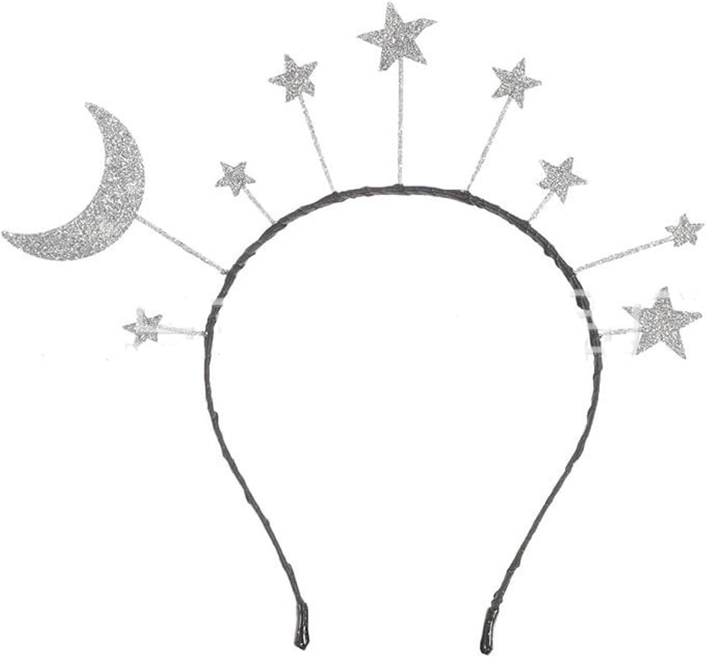 Star and Moon Headwear Sparkling Star Headwear Sparkling Star Hairbands Moon and Star Accessories, Suitable for Women, Girls, Birthdays, Fashion Parties