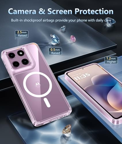 Image of FNTCASE for Motorola Moto G Stylus-2026 /2025 Case: Clear Magnetic Case with Screen Protector Military Grade Drop Anti Yellowing Cell Phone Cover - Shockproof Protective Bumper Transparent Cases(Clear)